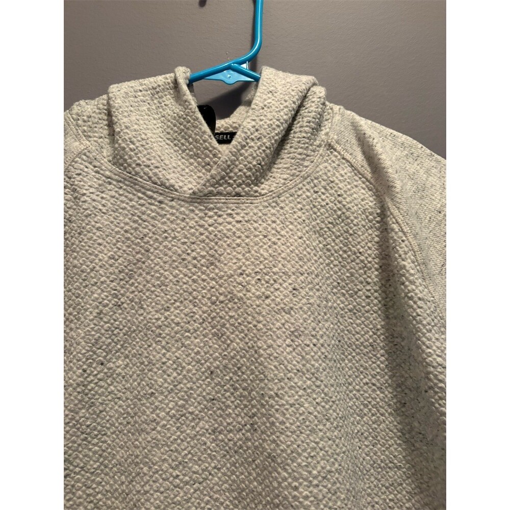 Russell Hoodie Mens Size M Light Gray Pullover Waffle Knit Kangaroo Pocket - Picture 5 of 9